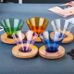 V60 glass coffee  filter with wooden holder