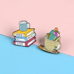 coffee cuo and coffee books pins