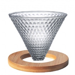 V60 glass coffee  filter with wooden holder